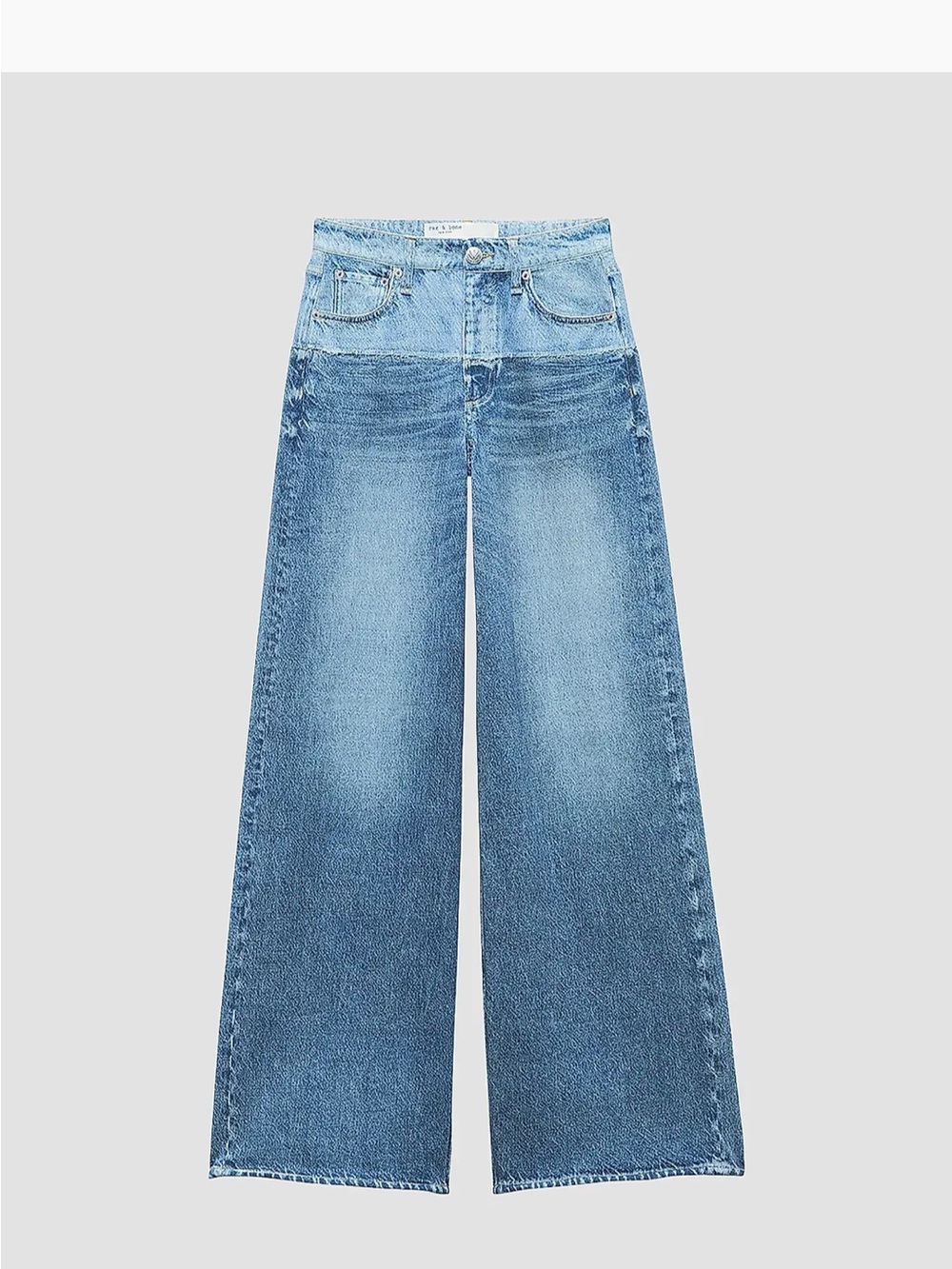 rag & bone Two-Tone Wide Leg Denim Jeans in Light Blue